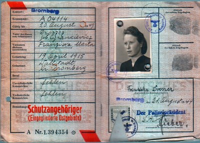 Bild von KENNKARTE #15 - SCHUTZANGEHÖRIGE BROMBERG (issued 21 August 1944)
