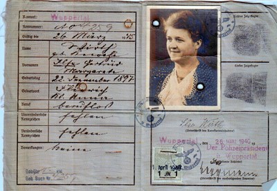 Bild von KENNKARTE #85 - DEUTSCHES REICH - WUPPERTAL  (issued 26 March 1940)